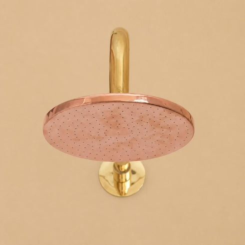 Handcrafted moroccan Copper Rain Shower Head with Solid Brass Wall Arm