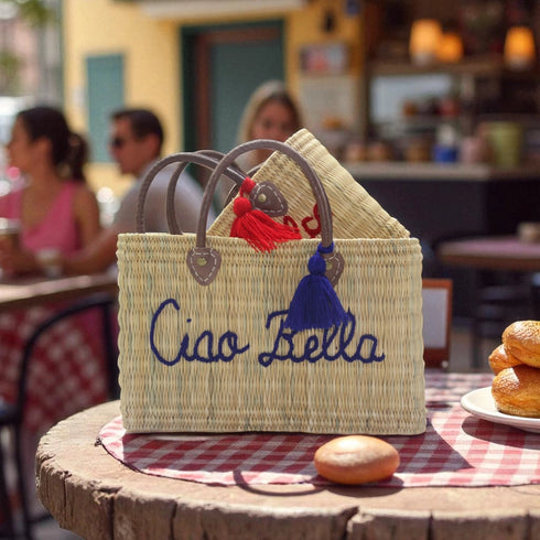 Ciao Bella Large Woven Straw Beach Tote Bag – Handmade Raffia Shopping & Summer Bag