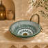 Emerald Riad Ceramic Vessel Sink – Green Geometric Moroccan Basin