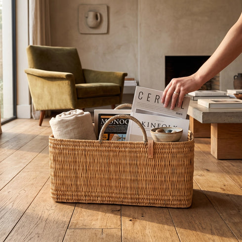 Large Handwoven Wicker Basket with Handles – Natural Rattan Storage & Home Décor Basket