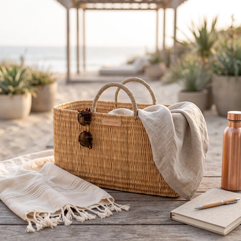 Large Handwoven Wicker Basket with Handles – Natural Rattan Storage & Home Décor Basket