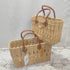 Summer Love Wicker Basket Bag with Red Love Text & Leather Handles