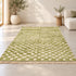 Green Checkered Rug, Moroccan Wool Rug, Handmade Berber Area Rug, Sage Ivory Checkerboard Carpet