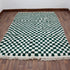 Green Checkered Rug, Moroccan Wool Rug, Berber Rug, Checkerboard Area Rug, Green White Carpet