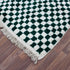 Green Checkered Rug, Moroccan Wool Rug, Berber Rug, Checkerboard Area Rug, Green White Carpet