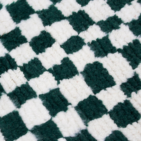 Green Checkered Rug, Moroccan Wool Rug, Berber Rug, Checkerboard Area Rug, Green White Carpet