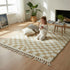 Green Checkered Rug, Moroccan Wool Rug, Handmade Berber Rug, Checkerboard Area Rug, Beni Ourain Carpet