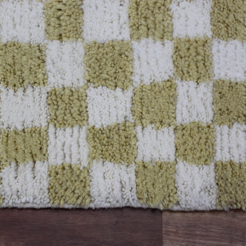 Green Checkered Rug, Moroccan Wool Rug, Handmade Berber Rug, Checkerboard Area Rug, Beni Ourain Carpet