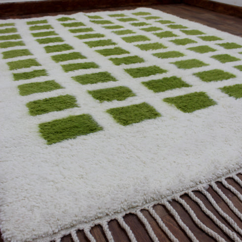 Green Moroccan Rug, Cream Geometric Rug, Handmade Berber Area Rug, Olive Green Carpet