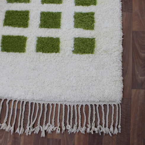 Green Moroccan Rug, Cream Geometric Rug, Handmade Berber Area Rug, Olive Green Carpet