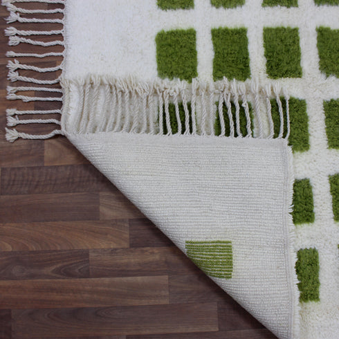 Green Moroccan Rug, Cream Geometric Rug, Handmade Berber Area Rug, Olive Green Carpet