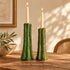 Green Tamegroute Candle Holder, Handmade Moroccan Pottery, Rustic Ceramic Candlestick, Boho Home Decor