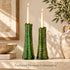 Green Tamegroute Candle Holder, Handmade Moroccan Pottery, Rustic Ceramic Candlestick, Boho Home Decor