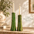 Green Tamegroute Candle Holder, Handmade Moroccan Pottery, Rustic Ceramic Candlestick, Boho Home Decor