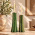 Green Tamegroute Candle Holder, Handmade Moroccan Pottery, Rustic Ceramic Candlestick, Boho Home Decor
