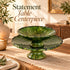 Green Tamegroute Pottery Fruit Stand, Handmade Moroccan Ceramic 2 Tier Serving Bowl, Rustic Table Centerpiece