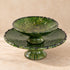 Green Tamegroute Pottery Fruit Stand, Handmade Moroccan Ceramic 2 Tier Serving Bowl, Rustic Table Centerpiece