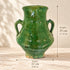 Green Tamegroute Vase, Handmade Moroccan Pottery, Rustic Ceramic Flower Vase with Handles, Boho Home Decor