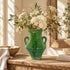 Green Tamegroute Vase, Handmade Moroccan Pottery, Rustic Ceramic Flower Vase with Handles, Boho Home Decor