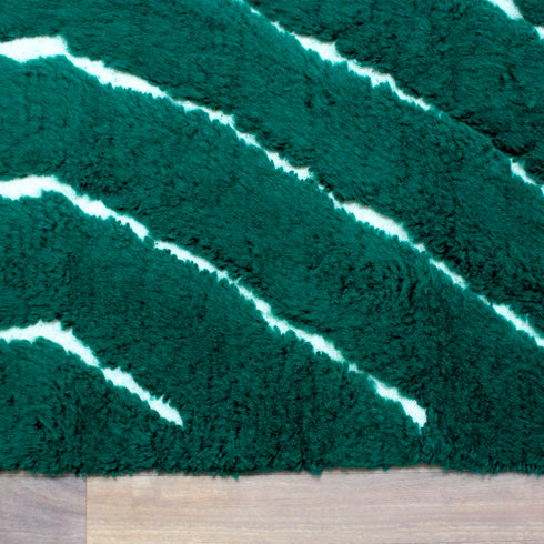 Green Moroccan Wool Rug, Geometric Berber Rug, Ivory Line Handmade Area Carpet, Modern Beni Ourain Rug