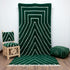 Green Moroccan Wool Rug, Geometric Berber Rug, Ivory Line Handmade Area Carpet, Modern Beni Ourain Rug