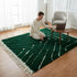 Green Moroccan Wool Rug, Geometric Berber Rug, Ivory Line Handmade Area Carpet, Modern Beni Ourain Rug