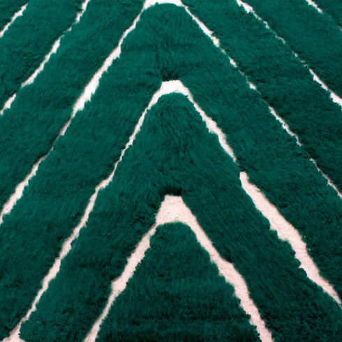 Green Moroccan Wool Rug, Geometric Berber Rug, Ivory Line Handmade Area Carpet, Modern Beni Ourain Rug