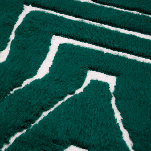Green Moroccan Wool Rug, Geometric Berber Rug, Ivory Line Handmade Area Carpet, Modern Beni Ourain Rug