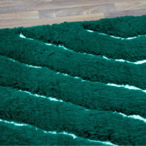 Green Moroccan Wool Rug, Geometric Berber Rug, Ivory Line Handmade Area Carpet, Modern Beni Ourain Rug
