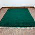 Green Moroccan Wool Rug, Solid Emerald Berber Rug, Handmade Plush Area Carpet, Minimalist Beni Ourain Rug