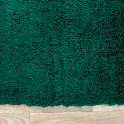Green Moroccan Wool Rug, Solid Emerald Berber Rug, Handmade Plush Area Carpet, Minimalist Beni Ourain Rug