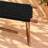 Handcrafted Moroccan Wooden Bench with Black Woven Seat, Rustic Boho Accent Stool for Entryway, Bedroom, Living Room or Patio Description