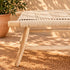 Handcrafted Moroccan Wooden Bench with Woven Rope Seat, Geometric Boho Design, Rustic Entryway and Home Decor Accent