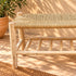 Handcrafted Moroccan Wooden Bench with Natural Woven Seagrass Seat and Lower Storage Shelf, Rustic Boho Entryway Home Decor