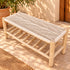 Handcrafted Moroccan Wooden Bench with Woven Rope Seat and Lower Storage Shelf, Rustic Boho Entryway Stool for Home Decor