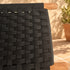 Handcrafted Moroccan Wooden Bench with Black Woven Seat, Rustic Boho Accent Stool for Entryway, Bedroom, Living Room or Patio Description