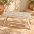 Handcrafted Moroccan Wooden Bench with Woven Rope Seat, Geometric Boho Design, Rustic Entryway and Home Decor Accent