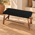 Handcrafted Moroccan Wooden Bench with Black Woven Seat, Rustic Boho Accent Stool for Entryway, Bedroom, Living Room or Patio Description
