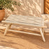 Handcrafted Moroccan Wooden Bench with Woven Rope Seat, Geometric Boho Design, Rustic Entryway and Home Decor Accent
