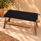 Handcrafted Moroccan Wooden Bench with Black Woven Seat, Rustic Boho Accent Stool for Entryway, Bedroom, Living Room or Patio Description