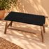 Handcrafted Moroccan Wooden Bench with Black Woven Seat, Rustic Boho Accent Stool for Entryway, Bedroom, Living Room or Patio Description