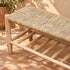 Handcrafted Moroccan Wooden Bench with Natural Woven Seagrass Seat and Lower Storage Shelf, Rustic Boho Entryway Home Decor