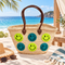 Handmade Moroccan Straw Basket Bag, Woven Smiley Face Beach Tote, Raffia Summer Market Bag, Boho Gift for Her