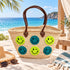 Handmade Moroccan Straw Basket Bag, Woven Smiley Face Beach Tote, Raffia Summer Market Bag, Boho Gift for Her