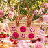 Handwoven Straw Basket Bag with Smiley Faces, Moroccan Raffia Beach Tote, Leather Handle Summer Market Bag
