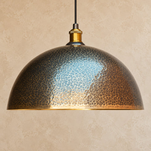 Hand-Hammered Brass Dome Pendant Light – Vintage Moroccan Ceiling Lamp