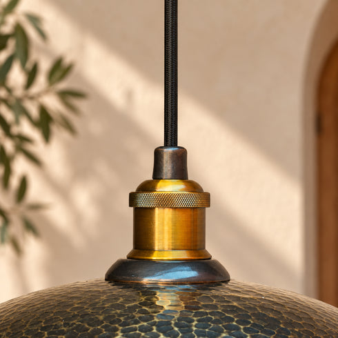 Hand-Hammered Brass Dome Pendant Light – Vintage Moroccan Ceiling Lamp