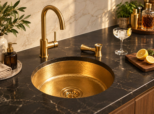 Hand-Hammered Solid Brass Round Sink – Moroccan Artisan Basin