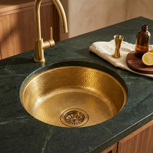 Hand-Hammered Solid Brass Round Sink – Moroccan Artisan Basin
