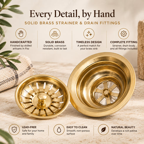 Hand-Hammered Solid Brass Round Sink – Moroccan Artisan Basin